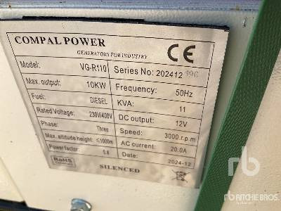 COMPAL VG-R110 10kW (Unused) - Groupe électrogène: photos 1 COMPAL VG-R110 10kW (Unused) - Groupe électrogène: photos 1