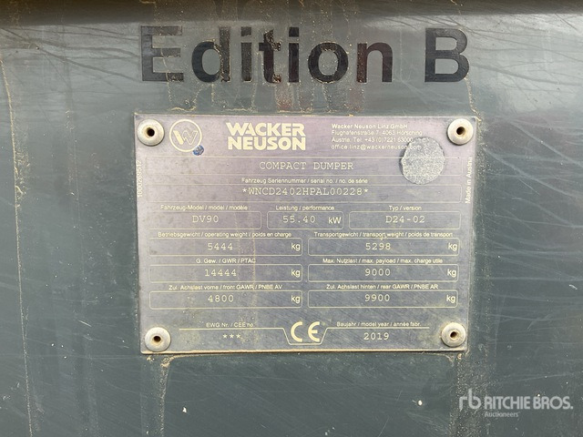 2019 Wacker Neuson DV90 9 ton 4x4 Swivel Dumper - Tombereau: photos 3 2019 Wacker Neuson DV90 9 ton 4x4 Swivel Dumper - Tombereau: photos 3