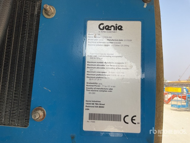 2008 Genie Z-135 4WD Diesel Articulating Boom Lift - Nacelle articulée: photos 3 2008 Genie Z-135 4WD Diesel Articulating Boom Lift - Nacelle articulée: photos 3