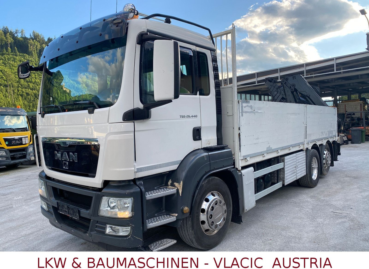 MAN 26.440 mit Kran HIAB 166 5XHydraulikauschub - Camion plateau, Camion grue: photos 1 MAN 26.440 mit Kran HIAB 166 5XHydraulikauschub - Camion plateau, Camion grue: photos 1