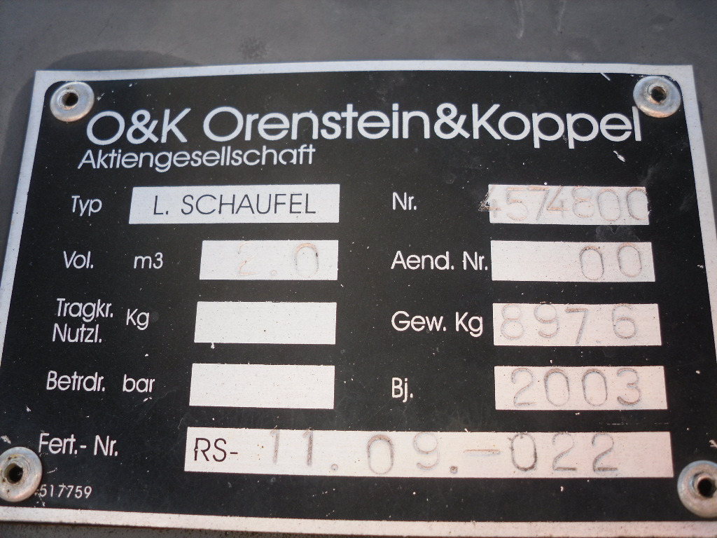 O&K RS-11.09-022 - - Godet pour chargeur: photos 2 O&K RS-11.09-022 - - Godet pour chargeur: photos 2