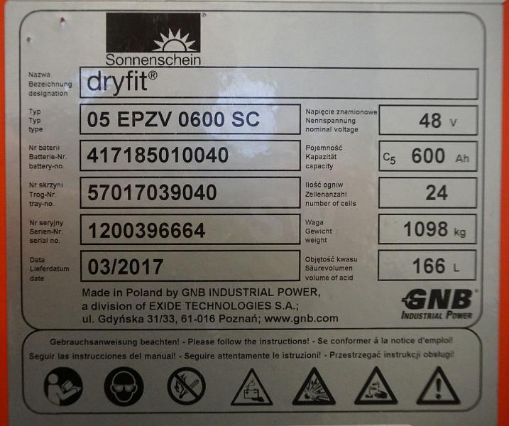 GNB 48 Volt 5 PzV 600 Ah - Accumulateur pour Matériel de manutention: photos 5 GNB 48 Volt 5 PzV 600 Ah - Accumulateur pour Matériel de manutention: photos 5