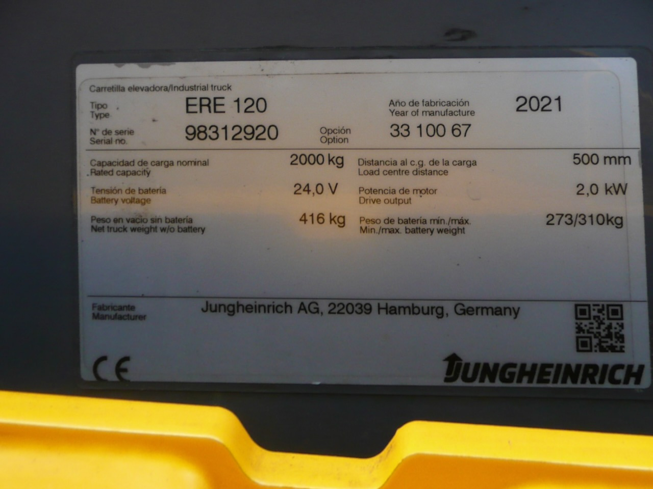 Transpalette Jungheinrich ERE 120 FRUTERA: photos 7