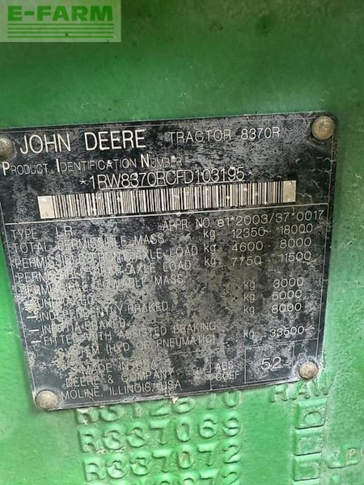 John Deere 8370r - Tracteur agricole: photos 4 John Deere 8370r - Tracteur agricole: photos 4