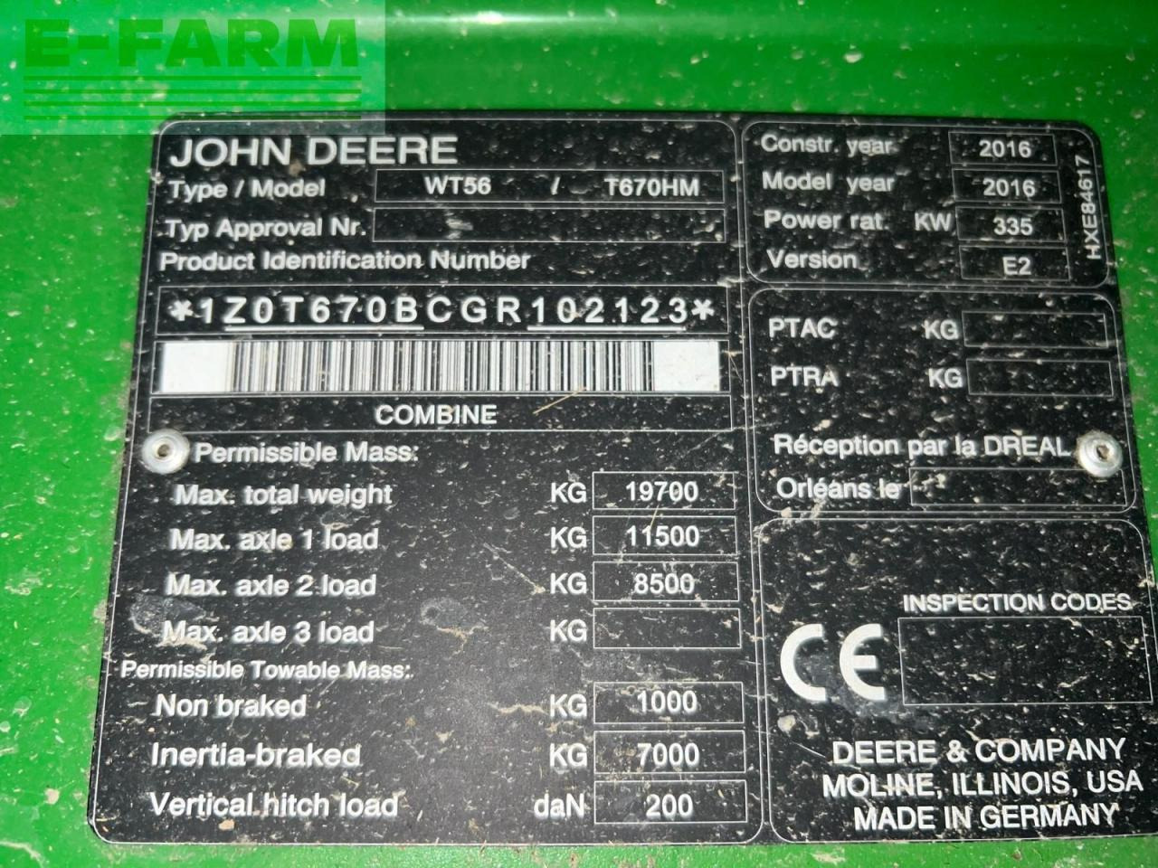 Moissonneuse-batteuse John Deere T670: photos 11