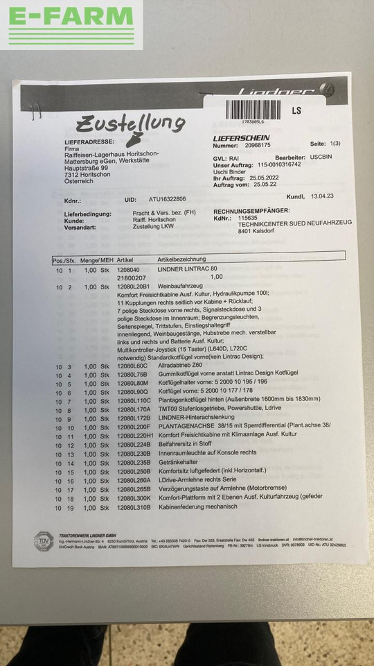 Tracteur agricole Lindner Lintrac 80: photos 29 Tracteur agricole Lindner Lintrac 80: photos 29