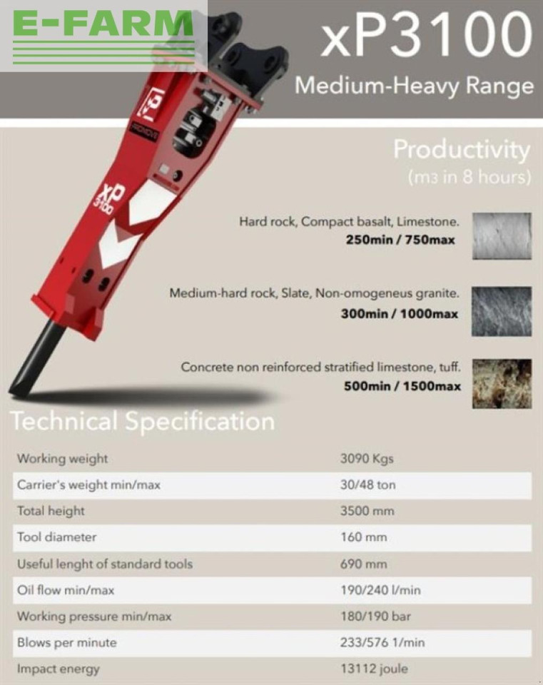 Xp3100 - Marteau hydraulique pour Engins de chantier: photos 2 Xp3100 - Marteau hydraulique pour Engins de chantier: photos 2