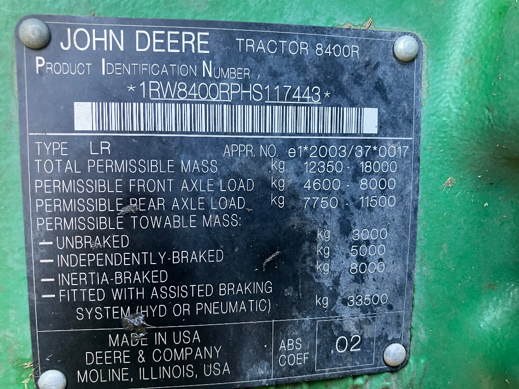 John Deere 8400R - Tracteur agricole: photos 2 John Deere 8400R - Tracteur agricole: photos 2