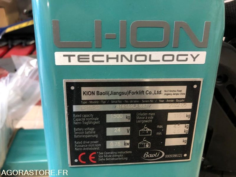 1 Transpalette Electrique 1500 Kg BAOLI - NEUF - Matériel de chantier: photos 3 1 Transpalette Electrique 1500 Kg BAOLI - NEUF - Matériel de chantier: photos 3