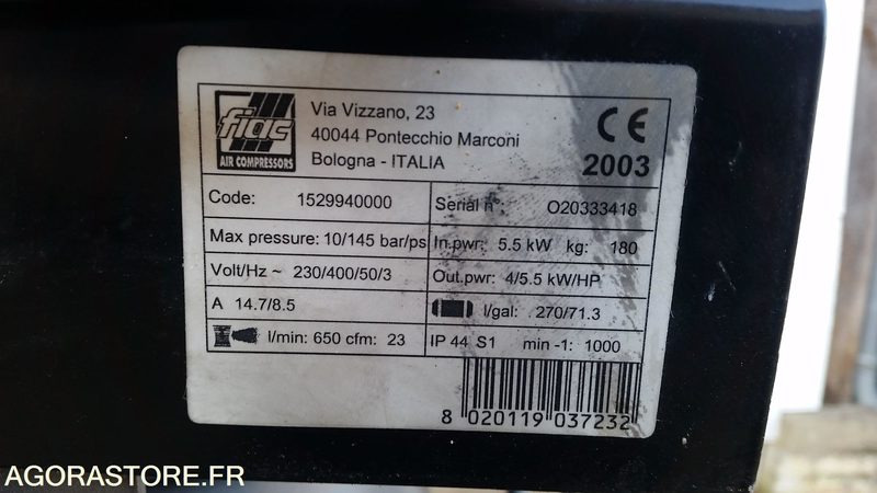 COMPRESSEUR VERTICAL DE MARQUE FIAC TYPE AB-300-670 CUVE 270l TRIPHASE - Compresseur d'air: photos 3 COMPRESSEUR VERTICAL DE MARQUE FIAC TYPE AB-300-670 CUVE 270l TRIPHASE - Compresseur d'air: photos 3