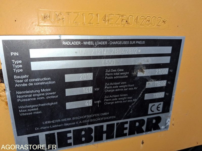 Chargeuse Liebherr L550 Xpower - 2016 / 16298 Heures - Chargeuse: photos 5 Chargeuse Liebherr L550 Xpower - 2016 / 16298 Heures - Chargeuse: photos 5