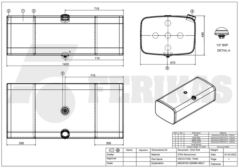 Réservoir de carburant pour Camion neuf Iveco New aluminum fuel tank 400L: photos 7 Réservoir de carburant pour Camion neuf Iveco New aluminum fuel tank 400L: photos 7
