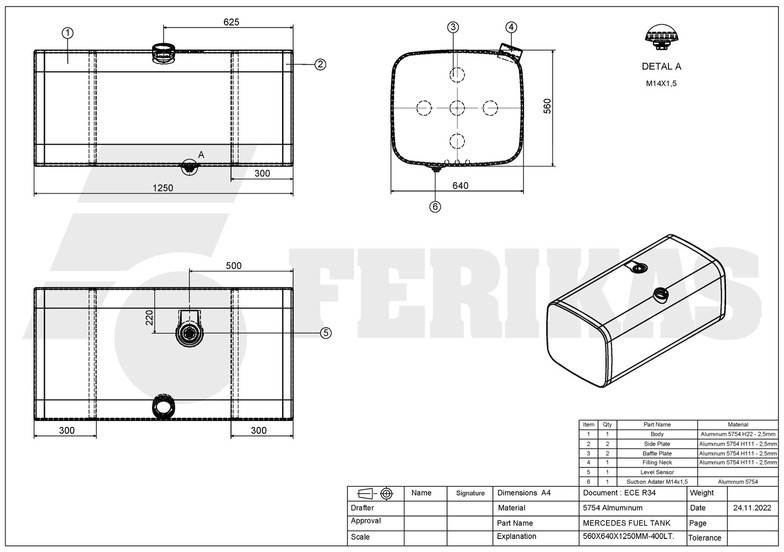 Réservoir de carburant pour Camion neuf Mercedes-Benz New aluminum fuel tank 400L: photos 8 Réservoir de carburant pour Camion neuf Mercedes-Benz New aluminum fuel tank 400L: photos 8