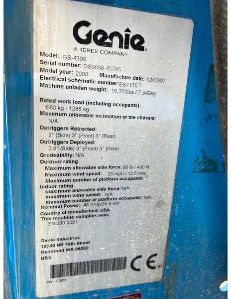 Genie GS4390 RT diesel 4x4 15m (1541) en crédit-bail Genie GS4390 RT diesel 4x4 15m (1541): photos 10