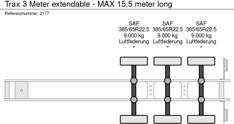 Semi-remorque plateau Trax 3 Meter extendable - MAX 15.5 meter long: photos 18