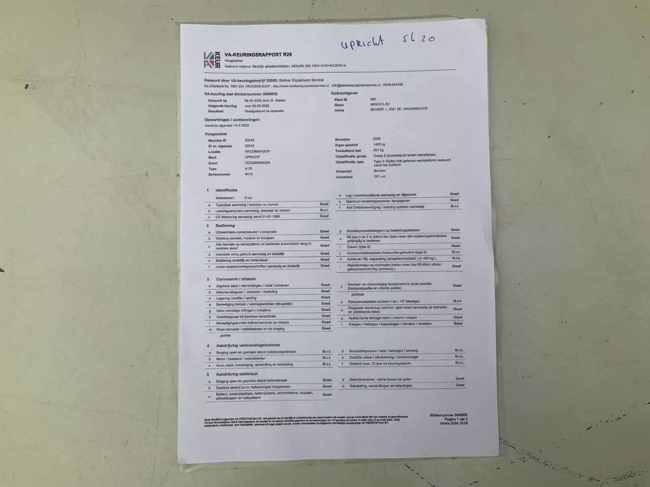 Nacelle 2000 UPRIGHT SL20 AERIAL WORK PLATFORM: photos 19