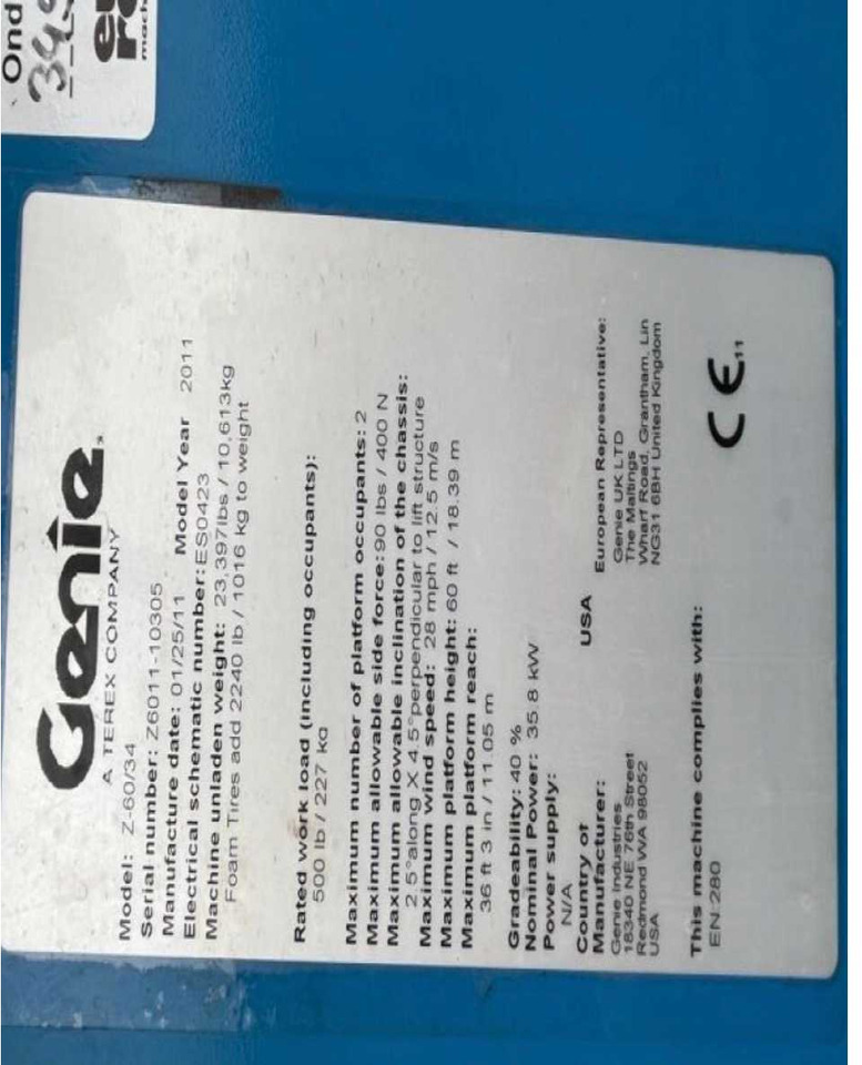 Genie Z60/34 - Nacelle: photos 4 Genie Z60/34 - Nacelle: photos 4