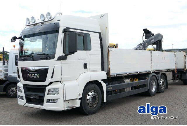 MAN 26.440 TGS LL 6x2, Kran Fassi F195AS.22, AHK, AC - Camion plateau: photos 1 MAN 26.440 TGS LL 6x2, Kran Fassi F195AS.22, AHK, AC - Camion plateau: photos 1