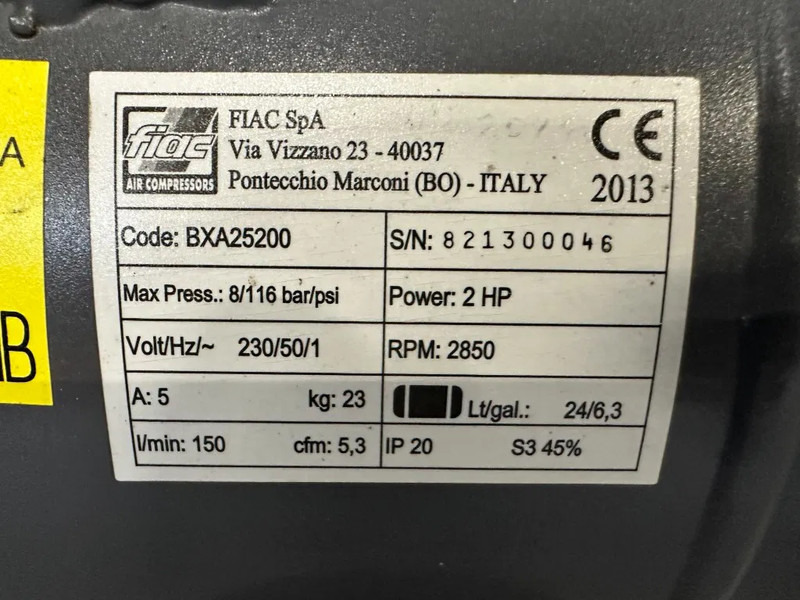 Airmec Fiac BXA 25200 Elektrische Zuigercompressor 2 PK 150 L / min 8 Bar - Compresseur d'air: photos 3 Airmec Fiac BXA 25200 Elektrische Zuigercompressor 2 PK 150 L / min 8 Bar - Compresseur d'air: photos 3
