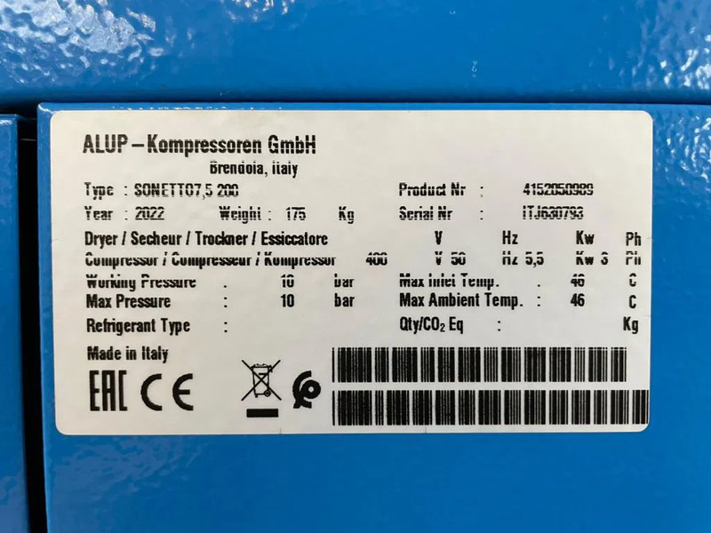 Alup Sonetto 7.5 + 200 Elektrische Schroefcompressor 5.5 kw 780 L / min 10 Bar - Compresseur d'air: photos 3 Alup Sonetto 7.5 + 200 Elektrische Schroefcompressor 5.5 kw 780 L / min 10 Bar - Compresseur d'air: photos 3