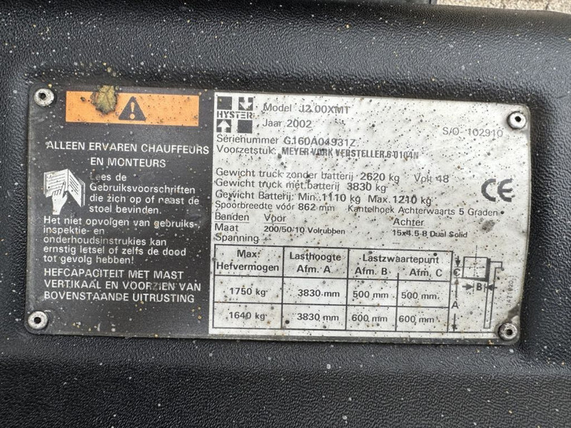Hyster J2.00XMI 2 ton Triplex Freelift Sideshift Elektra Heftruck accu 2012 - Chariot élévateur électrique: photos 3 Hyster J2.00XMI 2 ton Triplex Freelift Sideshift Elektra Heftruck accu 2012 - Chariot élévateur électrique: photos 3