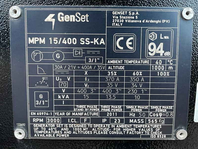 Kubota GenSet MPM 15/400 SS-KA 15 kVA 400 Amp Silent Las generatorset - Groupe électrogène: photos 4 Kubota GenSet MPM 15/400 SS-KA 15 kVA 400 Amp Silent Las generatorset - Groupe électrogène: photos 4