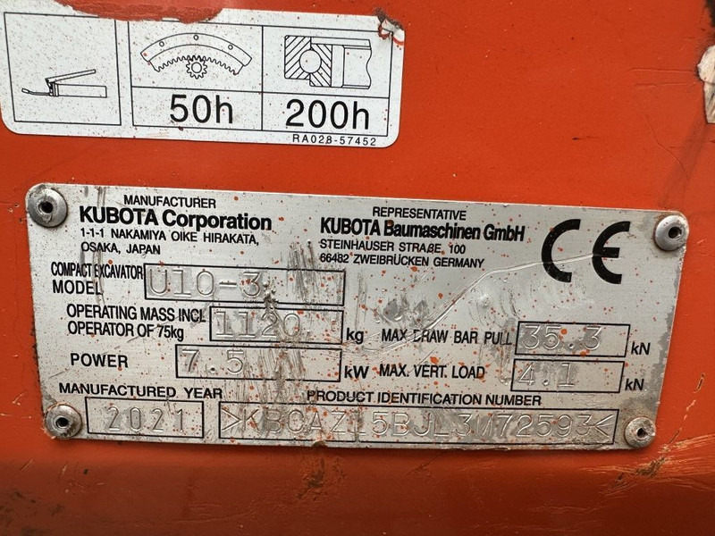 Kubota U10-3 Minigraver Diesel Graafmachine 2021 ! 690 uur ! As New ! - Mini pelle: photos 4 Kubota U10-3 Minigraver Diesel Graafmachine 2021 ! 690 uur ! As New ! - Mini pelle: photos 4