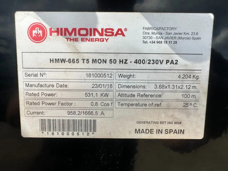MTU 12V1600 G20F Himoinsa 700 kVA generatorset New ! Overstock ! - Groupe électrogène: photos 3 MTU 12V1600 G20F Himoinsa 700 kVA generatorset New ! Overstock ! - Groupe électrogène: photos 3