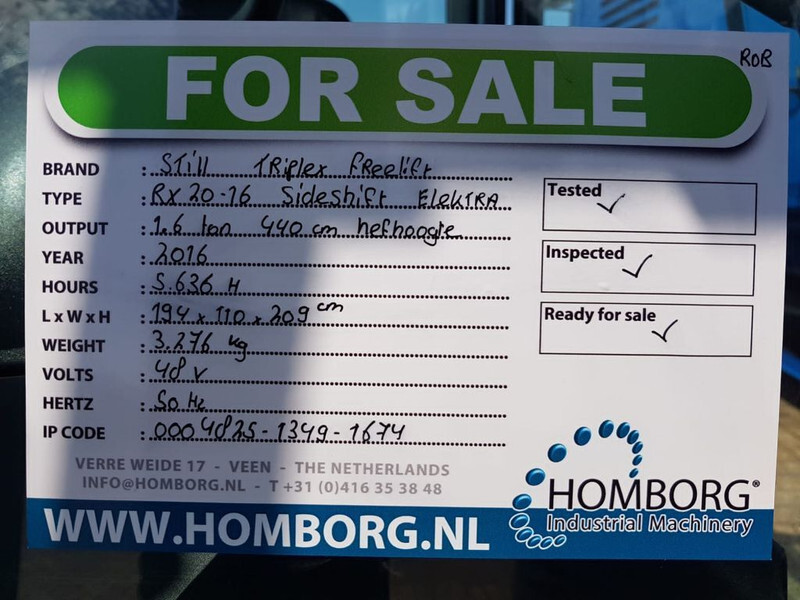 Chariot élévateur électrique Still RX 20-16 1.6 ton Triplex Freelift Sideshift Elektra Heftruck: photos 17