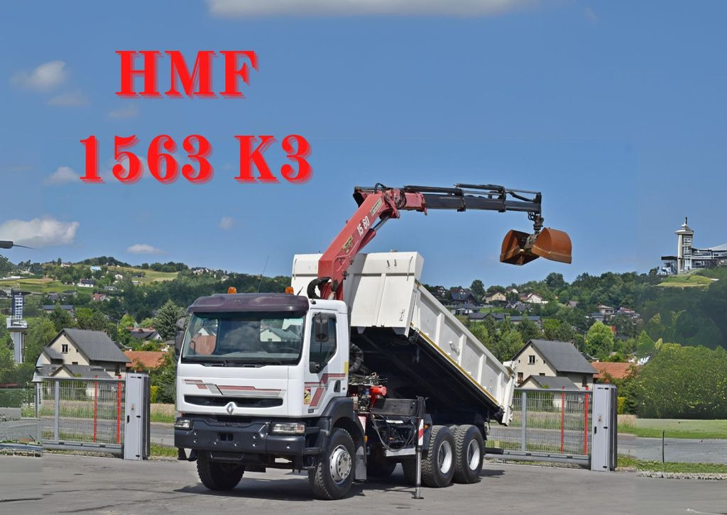 Renault KERAX 420 DXI* HMF 1563 K3 + FUNK/6x4 - Camion grue, Camion benne: photos 1 Renault KERAX 420 DXI* HMF 1563 K3 + FUNK/6x4 - Camion grue, Camion benne: photos 1