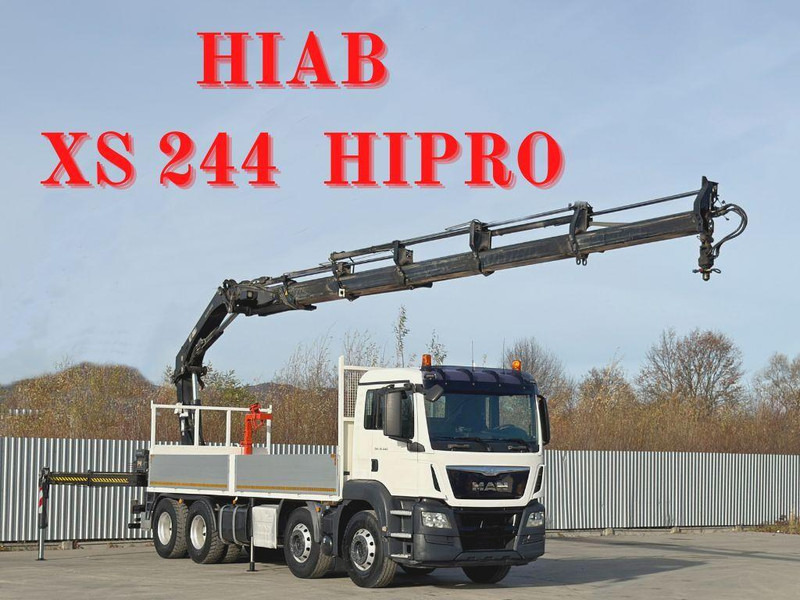 MAN TGS 35.440 * HIAB XS 244 HIPRO +FUNK / 8x4 - Camion plateau, Camion grue: photos 1 MAN TGS 35.440 * HIAB XS 244 HIPRO +FUNK / 8x4 - Camion plateau, Camion grue: photos 1