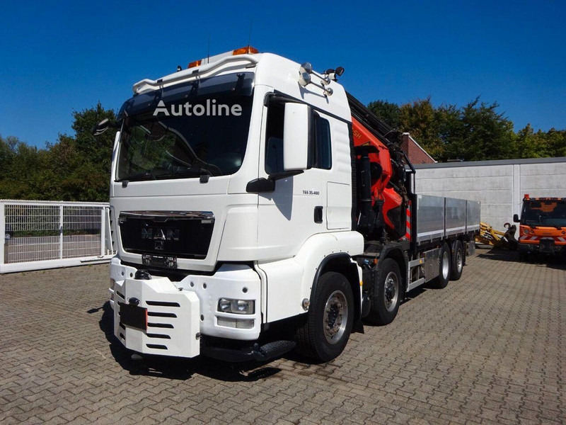MAN TGS 35.480 - Flatbed + crane - Camion plateau, Camion grue: photos 1 MAN TGS 35.480 - Flatbed + crane - Camion plateau, Camion grue: photos 1