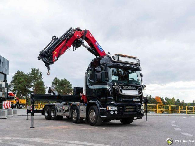 Scania R580 8x4 HMF 5020-K6, JOAB L20 5200AK Hooklift - Camion ampliroll, Camion grue: photos 4 Scania R580 8x4 HMF 5020-K6, JOAB L20 5200AK Hooklift - Camion ampliroll, Camion grue: photos 4