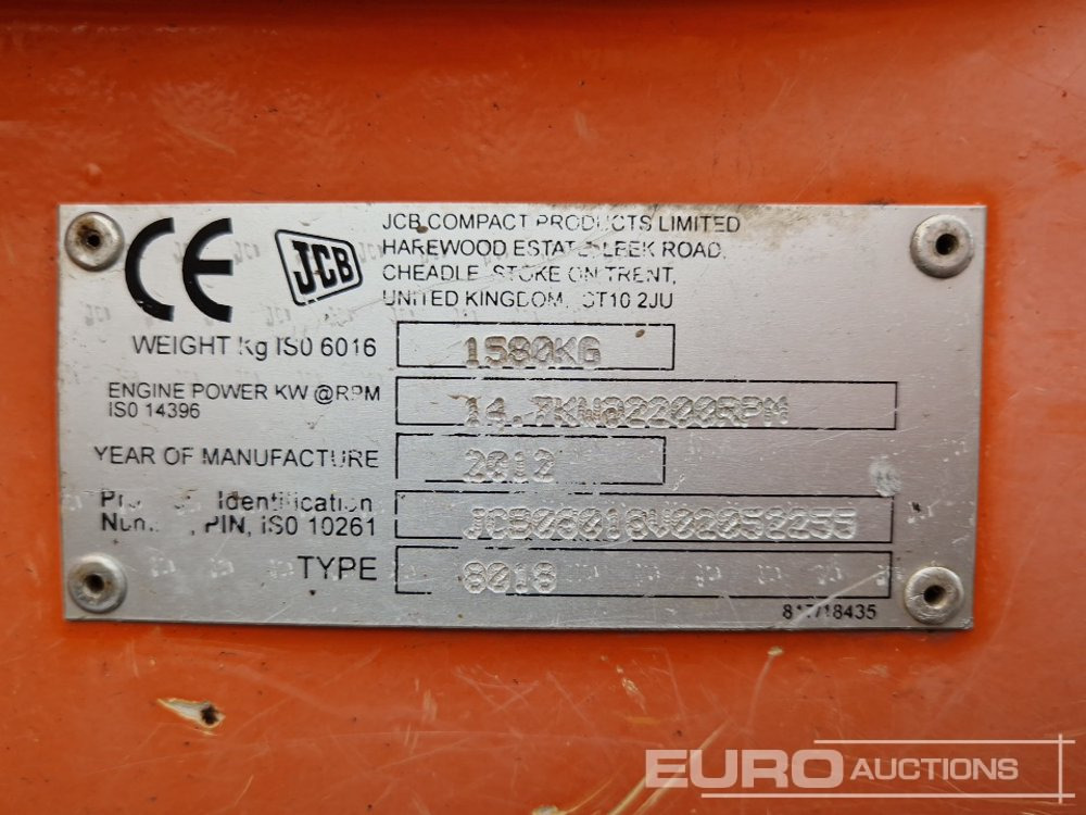 Mini pelle 2012 JCB 8018: photos 34