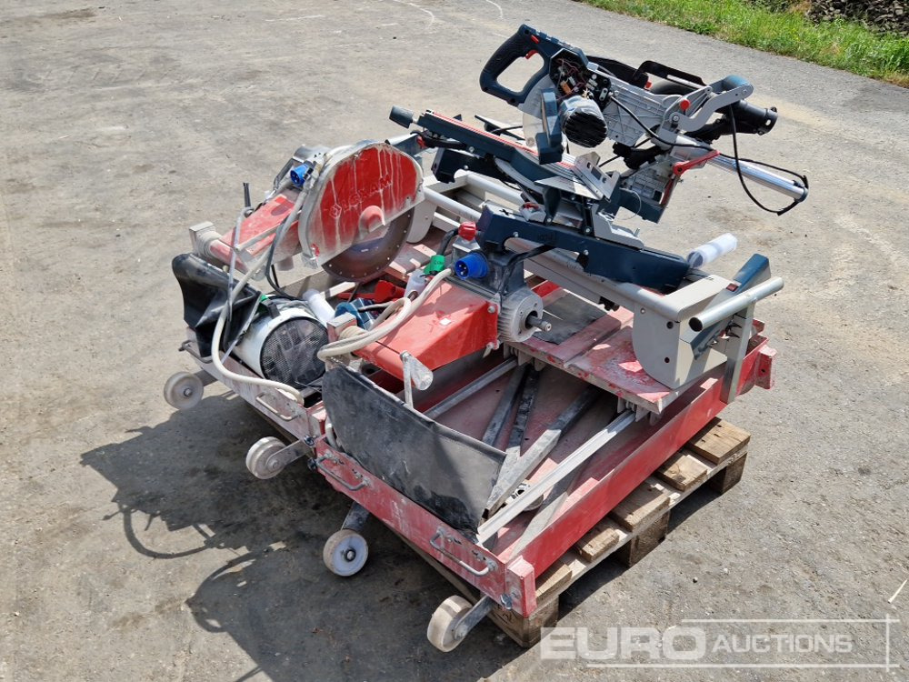 Pallet of Masonary Saws (2 of), Mitre Saw with Stand, Belt Sander, Nailgun - Matériel de chantier: photos 1 Pallet of Masonary Saws (2 of), Mitre Saw with Stand, Belt Sander, Nailgun - Matériel de chantier: photos 1