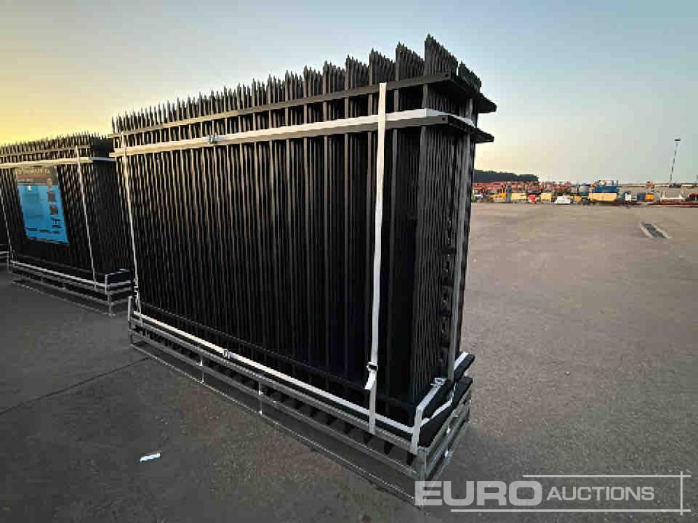 Outil/ Équipement neuf Unused 2025 KMY Industrial Iron Site Fence, Qty (20 of) Fence Panels, (21 of) Posts (W10XH6') Powder Coated Surface: photos 6