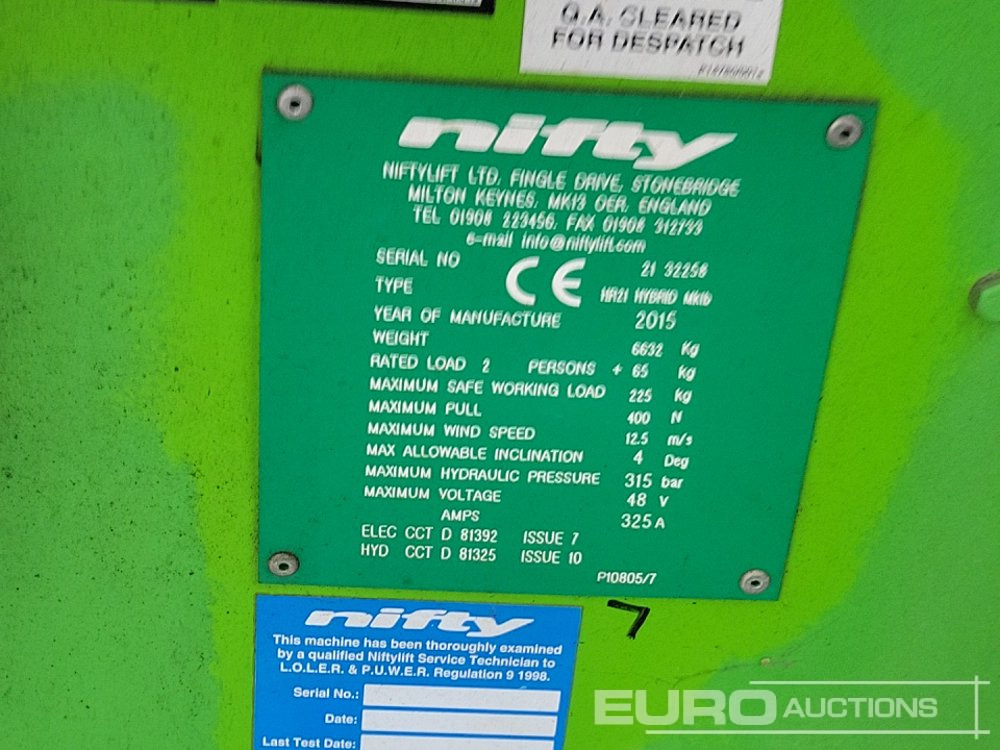 Nacelle 2015 Niftylift HR21 Hybrid MK1B: photos 32