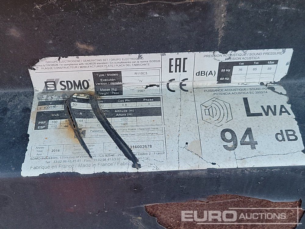 Groupe électrogène 2016 SDMO R110C3: photos 35