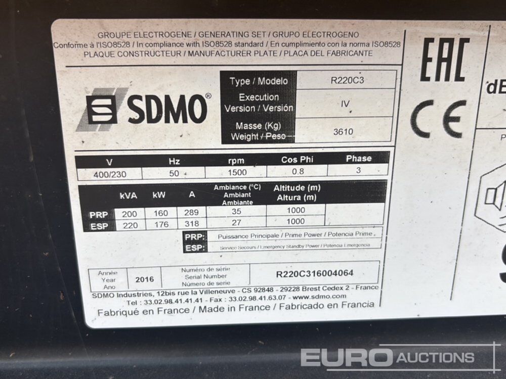 Groupe électrogène 2016 SDMO R220C3: photos 40
