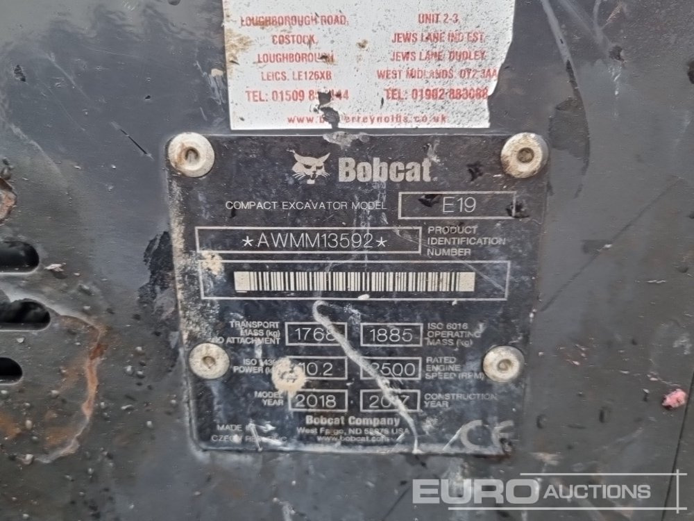 Mini pelle 2017 Bobcat E19: photos 36