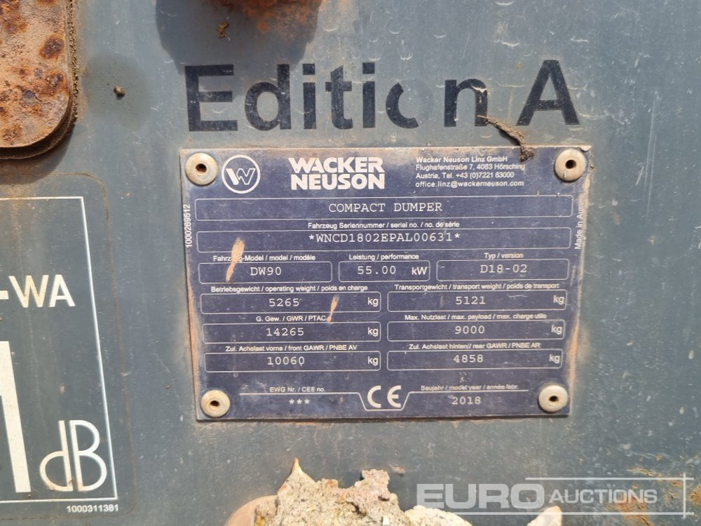 Mini tombereau 2018 Wacker Neuson DW90: photos 37