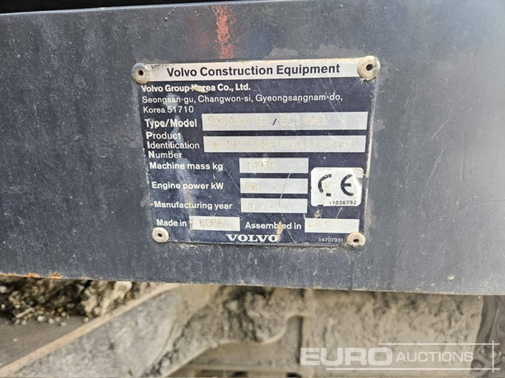 Pelle sur chenille 2019 Volvo EC140EL: photos 22