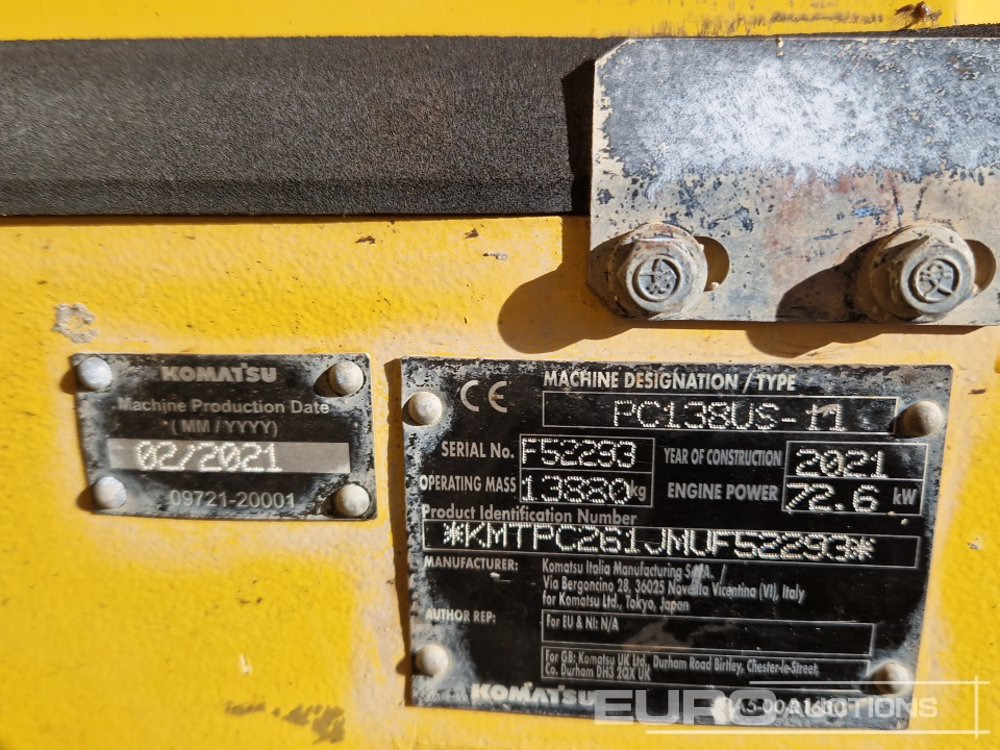 Pelle sur chenille 2021 Komatsu PC138US-11: photos 48