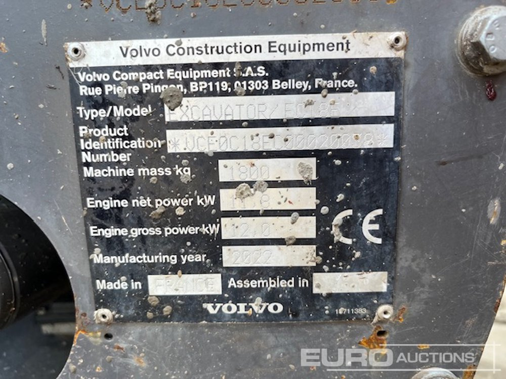 2022 Volvo EC18D - Mini pelle: photos 3 2022 Volvo EC18D - Mini pelle: photos 3