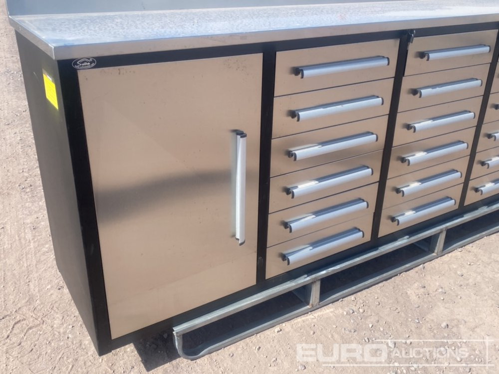 Matériel de chantier Unused 10' Stainless Steel Tool Box,18 Drawers, 2 Cabinets: photos 9