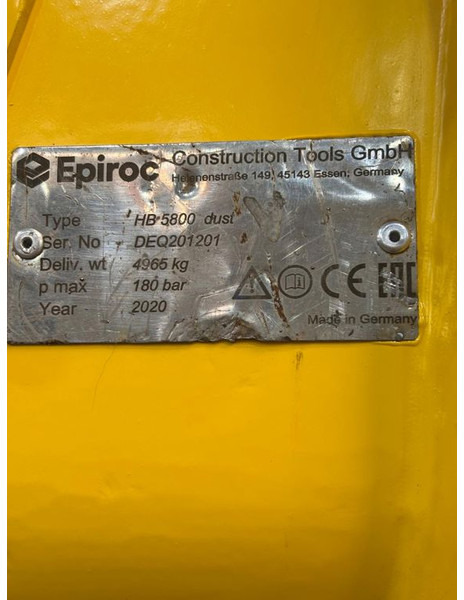 Epiroc HB5800 - Marteau hydraulique pour Engins de chantier: photos 1 Epiroc HB5800 - Marteau hydraulique pour Engins de chantier: photos 1