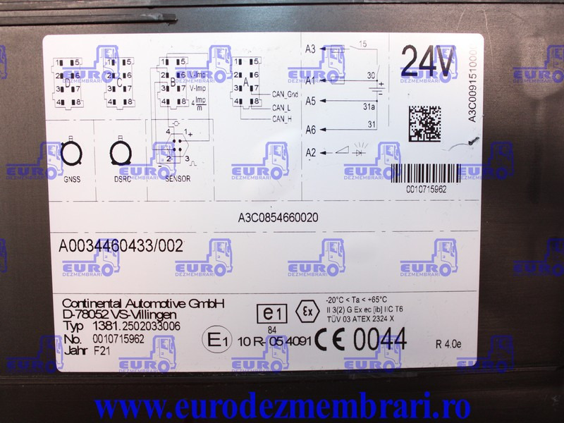 TAHOGRAF CONTINENTAL MERCEDES ACTROS MP5 A0034460433 - Bloc de gestion pour Camion: photos 4 TAHOGRAF CONTINENTAL MERCEDES ACTROS MP5 A0034460433 - Bloc de gestion pour Camion: photos 4