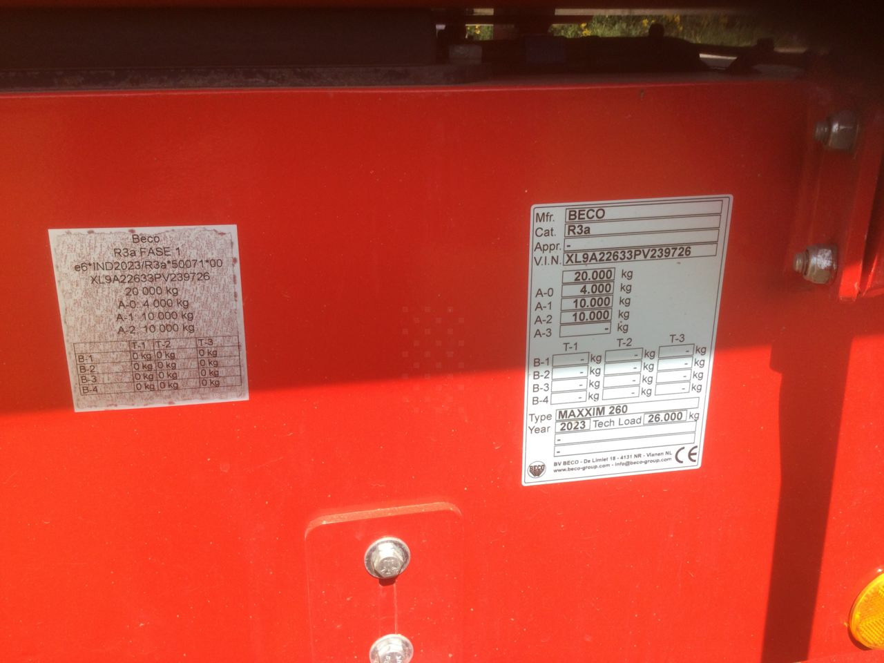 Beco Maxxim 260 - Remorque benne: photos 5 Beco Maxxim 260 - Remorque benne: photos 5