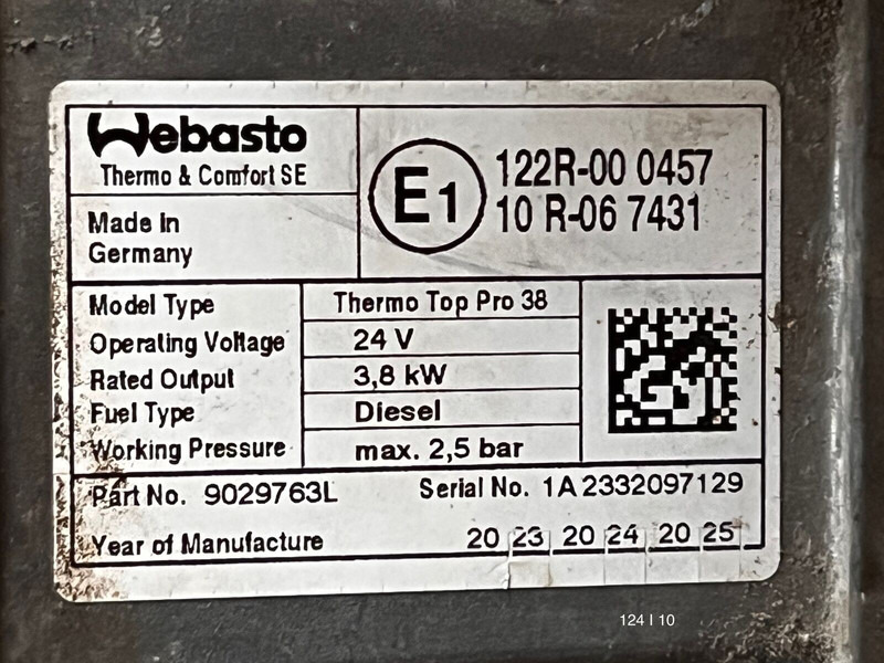 Scania Webasto Thermo Top Pro 38 - Chauffage/ Ventilation: photos 5 Scania Webasto Thermo Top Pro 38 - Chauffage/ Ventilation: photos 5