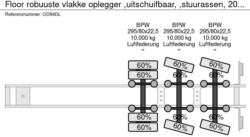 Semi-remorque plateau Floor robuuste vlakke oplegger ,uitschuifbaar, ,stuurassen, 20 mtr met stalen bodem/frame. kranenprofiel.: photos 13